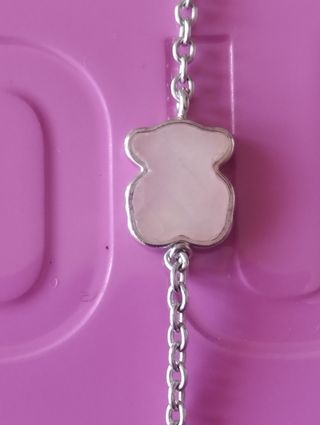 Pulsera Tous plata y cuarzo rosa