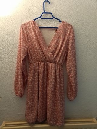 Vestido rosa estampado flores