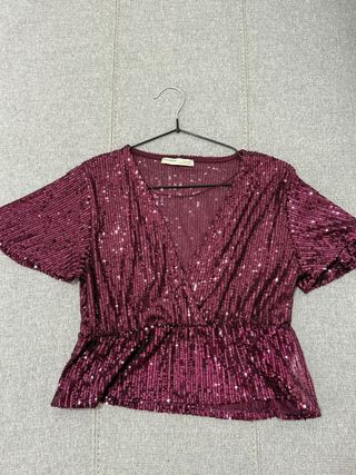 Top lentejuelas rosa