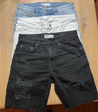 3 Bermudas Bershka (M) - Azul, Blanco, Negro