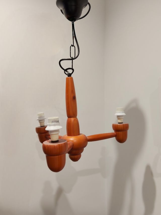 Lámpara 3 brazos madera