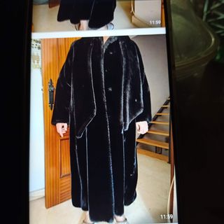 Abrigo mouton negro mujer talla 46