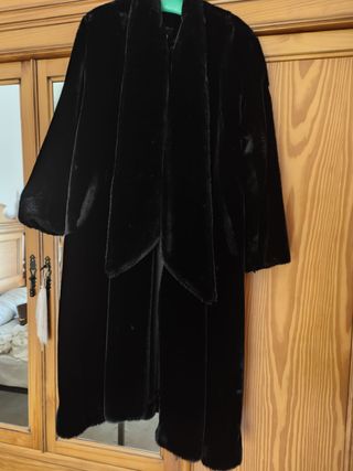 Abrigo mouton negro mujer talla 46