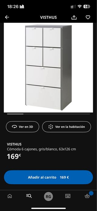 Cómoda IKEA - Gris y Blanca