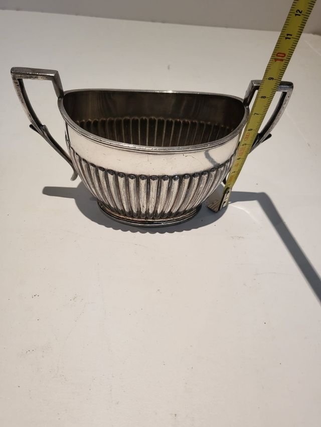 Azucarero antiguo plateado