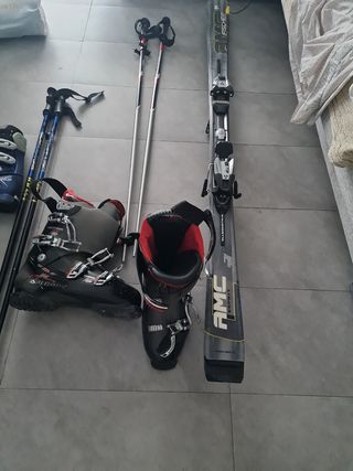 Esquís Fischer, botas Salomon y palos