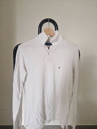 Polo Tommy Hilfiger bianco a maniche lunghe