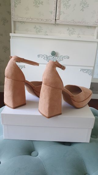 Sandalias tacón rosa 