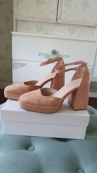 Sandalias tacón rosa 