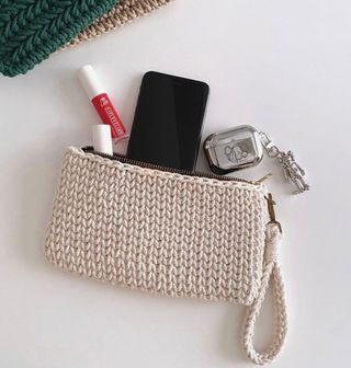 Bolso crochet beige - monedero