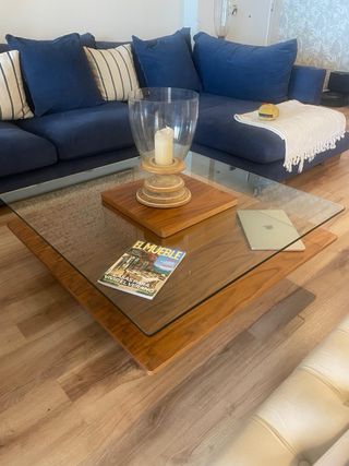 Mesa de centro cristal madera moderna maisons du
