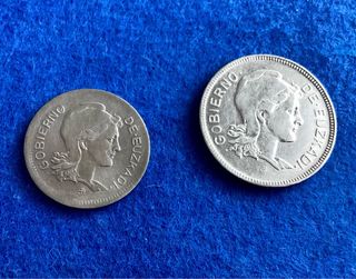 1 Y 2 PESETAS. EUZKADI 1937. GUERRA CIVIL 