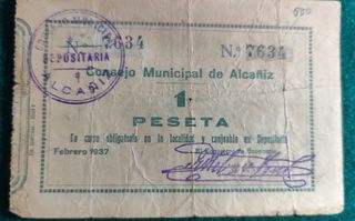 Billetes ALCAÑIZ 1937 (Guerra Civil)