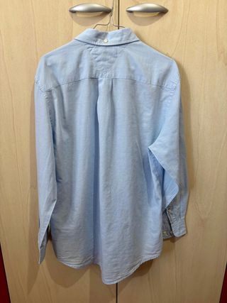 Camicia Tommy Hilfiger M cotone e lino celeste