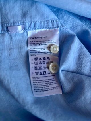Camicia Tommy Hilfiger M cotone e lino celeste