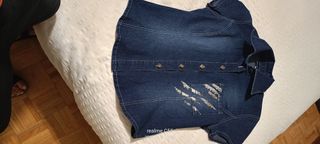 Camisa vaquera mujer, azul, corta