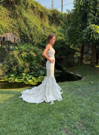 Vestido novia sirena cola