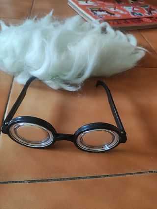 Disfraz científico: gafas y peluca