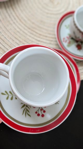4 Tazze Caffè Natale Porcellana