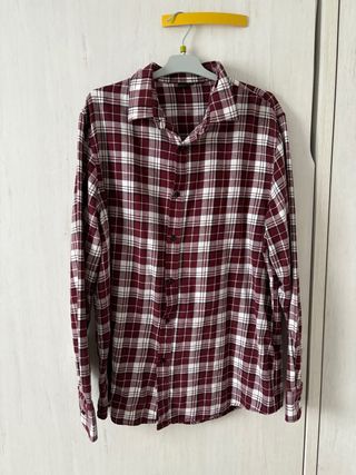 Camisa cuadros hombre L roja-blanca