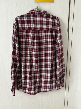 Camisa cuadros hombre L roja-blanca