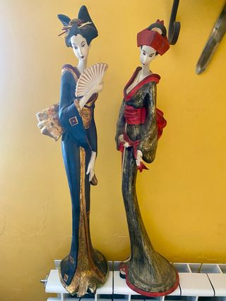 2 Geishas Decorativas - Pintadas a Mano