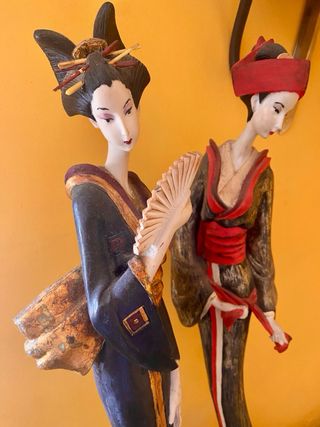 2 Geishas Decorativas - Pintadas a Mano