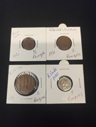 4 Monedas Reino Unido - Antigüedades