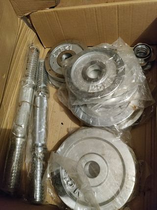 Set mancuernas con discos. Peso total: 15 kg