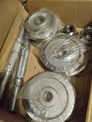 Set mancuernas con discos. Peso total: 15 kg