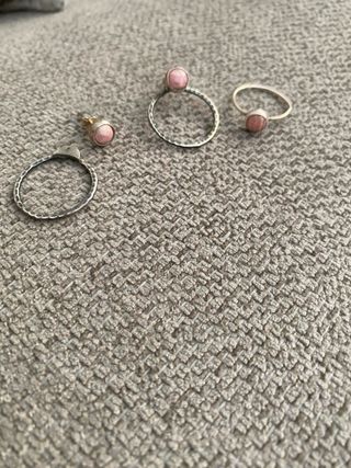 Joyas plata-rodocrosita: Pendientes & anillo