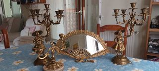 Candelabros y espejo vintage