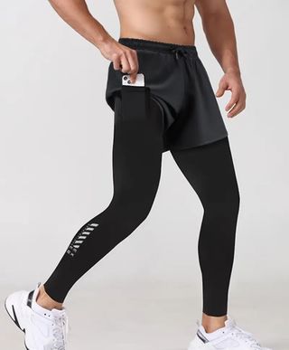 Mallas 2 en 1 running negras