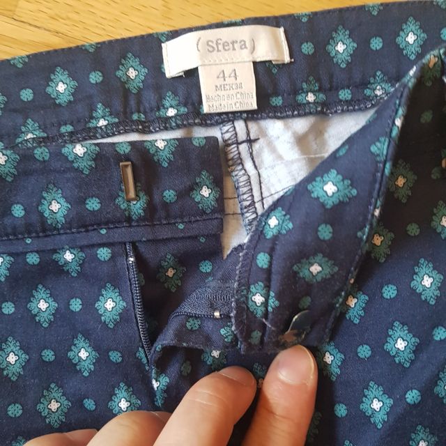 Pantalón Sfera Hombre Talla 44 Azul Estampado Mode
