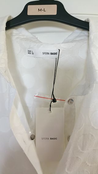 Blusa blanca lunares - Talla L