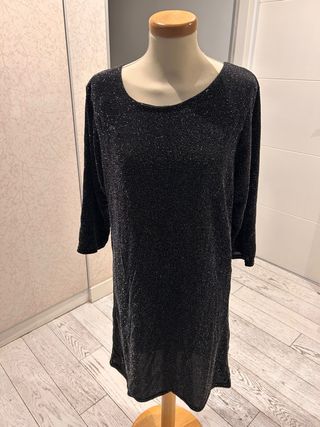 Vestido fiesta negro c/lentejuelas