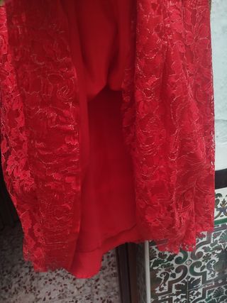 Vestido rojo encaje boda nuevo con etiqueta