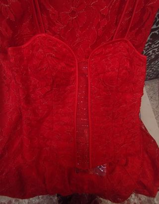 Vestido rojo encaje boda nuevo con etiqueta
