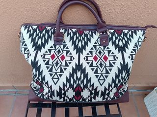 Bolso étnico blanco roto -granate