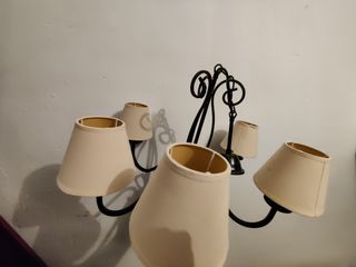 Lámpara techo 5 brazos hierro forjado