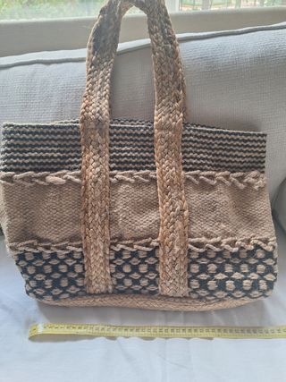 Bolsa yute beige y negra