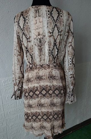 Vestido animal print beige-marrón talla S