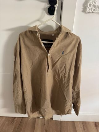 Camisa pana beige Feathers - Talla L