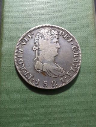 Fernando VII 8 reales 1821 Zacatecas plata