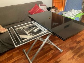 Mesa centro lacada negro c/ruedas sólo extensible 