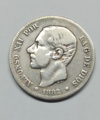 Moneda plata Alfonso XII 1882