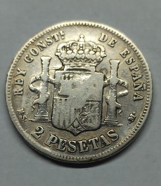 Moneda plata Alfonso XII 1882