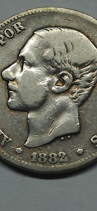 Moneda plata Alfonso XII 1882