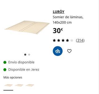 Cama madera 140x200cm + somier de láminas.