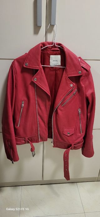 Cazadora Mango cuero roja